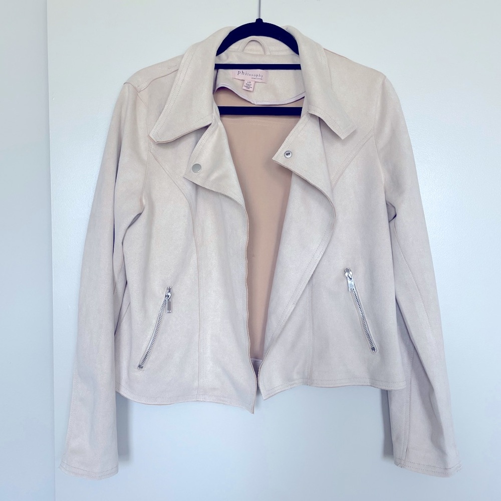 Philosophy Faux Suede Open Front Jacket
